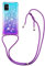 YMCASE Handykette Hülle für Xiaomi Redmi Note 8 Pro, Smartphone Necklace Glitzer Transparent Silikonhülle mit Band - Handyhülle Case mit Stylische Kette zum umhängen, Blau und Lila