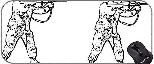 Scrivania Mousepad Tastiera per computer Tappetino con bordi cuciti, pistole Tè Party Soldiers Gaming Mousepad