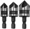 CEEYSEE 3 Pezzi Svasatore Conico in HSS Titanio Rivestito 90° Gradi 12 mm - 19 mm Punte Da Trapano Per Plastica, Pannelli in PVC, legno, ecc. (12 mm - 19 mm)