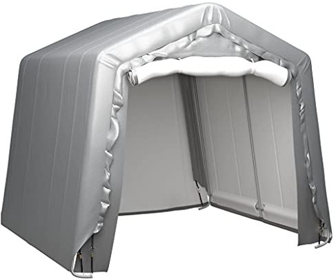 Stabiles Lagerzelt Zelthalle 240x240 cm in Grau, PE wasserdicht Weidezelt Unterstand mit Stahlrohrkonstruktion, Garagenzelt Gerätezelt Gerätehaus Zeltgarage, Stahl