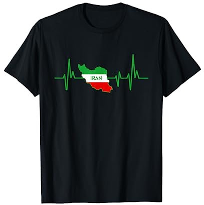 Heartbeat Design Iranian Flag Iran T-Shirt