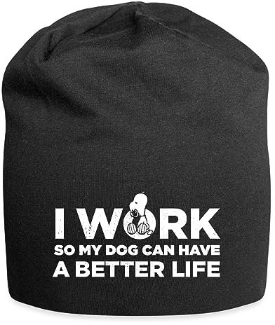 Spreadshirt Peanuts Snoopy I Work Lustiger Spruch Jersey-Beanie