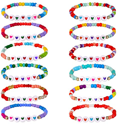 Bonuci 12 Pcs Friendship Bracelets for Girls Motivational Letter, Classic