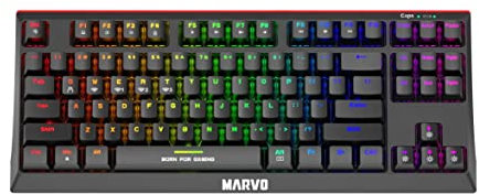 Marvo KG953W Wireless & Bluetooth Mechanical Gaming Keyboard - 80% Keyboard Design, Rainbow Backlit, Full Anti-Ghosting, Professional Blue & Red Switches, UK Layout