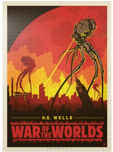 MyPuzzle War of The Worlds: H.G. Wells, Vintage Poster - Premium 1000 Piece Jigsaw Puzzle for Adults