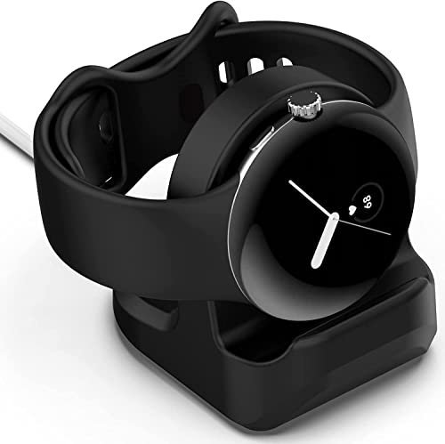 Miimall Ständer Kompatibel mit Google Pixel Watch Ladestation, Charging Dock Station Halterung Silikon Dock für Google Pixel Watch 1 2022 -Schwarz