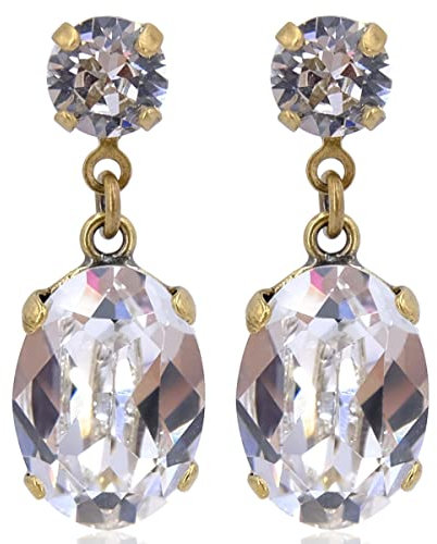 Ohrstecker Gold Kristalle aus Österreich Ovalschliff Crystal NOBEL SCHMUCK