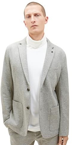 TOM TAILOR Herren 1037796 Jersey Piqué Sakko mit Stretch, 12035-Grey Heather Melange, 48