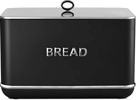Tower T826175BLK Renaissance Bread Bin, 16L Capacity, Simple Pull Lid, Black