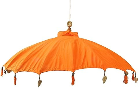 Bali Sonnenschirm Hängend Balinesischer Schirm Garten Baumwolle Baldachin zum aufhängen ca. 180 Ø cm Variante, Hängende Schirme:Orange