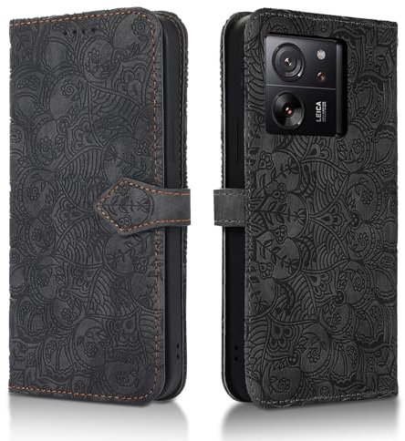 Succtopy Handyhülle für Xiaomi 13T 5G PU Leder Hülle mit Kartenfächer und Standfunktion für Xiaomi 13T 5G Klapphülle Flip Wallet Cover Case Schutzhülle Xiaomi 13T 5G Schwarz
