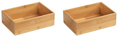Wenko Depósito de Bambú Terra L, Repisa para el Baño, Capacidad 1.8 l, Bambú, 22 x 7 x 15 cm, Natural (Paquete de 2)