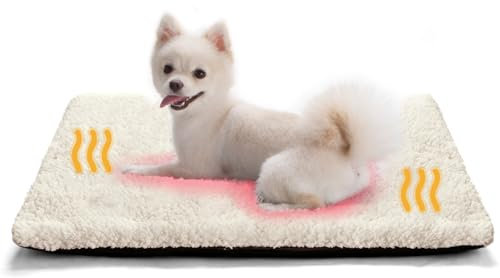 MORA PETS Self Heating Cat Bed Heated Puppy Crate Bed Mat Cat Blanket Self Warming Pet Pad Mat Thermal Kitten Pad with Removable Cover Non-Slip Washable 74 x 47cm