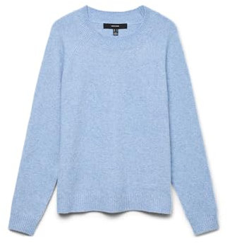 VERO MODA Women's Vmdoffy LS O-Neck Blouse Ga Noos Sweater, Blue Jasper/Detail: Melange, XL