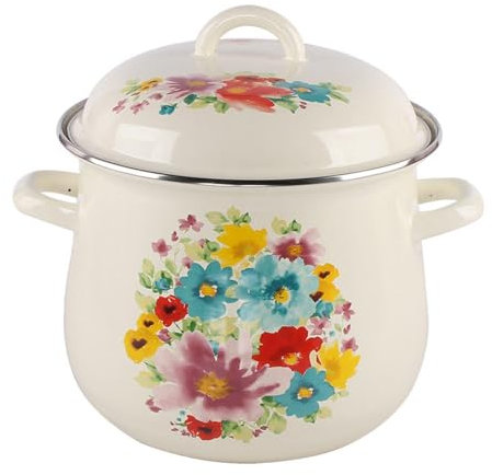 OLiWia Pot à Soupe émaillé Pot-au-feu Pot-au-feu Ragoût de Casserole à Induction Table de Cuisson à ragoût de gaz Universel Stockage de mijotage
