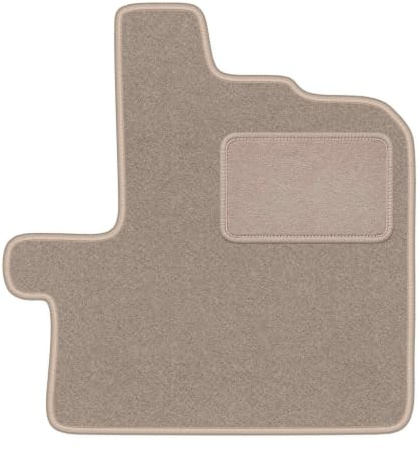 Velours-Fahrermatte passend für Fiat Ducato IV 2014 -, Beige, LUX | Nur Version: Befestigungen vorne; passend für Kastenwagen; Velours-Teppich (Polypropylen), ca. 6,5 mm