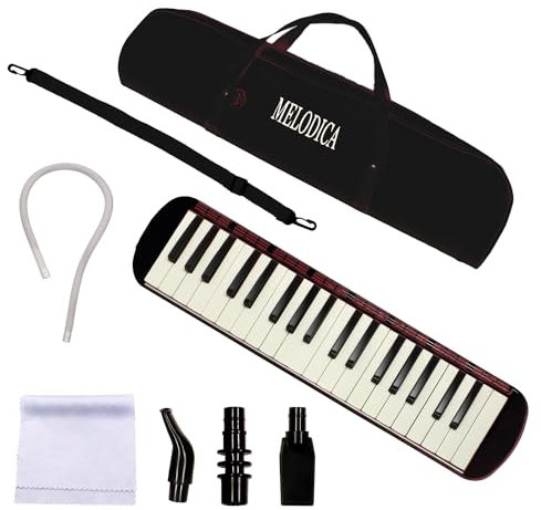 YCXYQ Schwarz - 37 Tasten Melodica Professionelles Instrument Air Piano Sopran Style Keyboard Harmonium Instrument Geeignet für Anfänger und Musikliebhaber Tragbare Instrumente