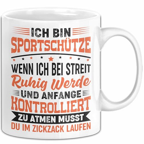 Sportschütze Tasse Geschenk Spruch Geschenkidee Geburtstag (Weiß)