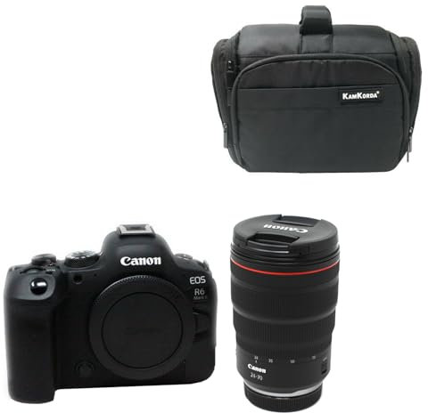 KamKorda Camera Bag + R6 Mark II Mirrorless Digital Camera Body + RF 24-70mm f/2.8 L IS USM Lens, 24.2MP Full-Frame CMOS Sensor, 4K60 10-Bit Internal Video + 2 Year Warranty