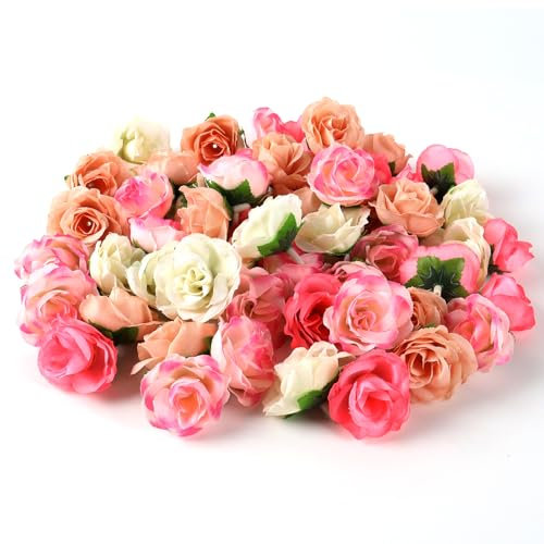 JRYGAC 80 Stück Künstliche Blumenköpfe Rosen Köpfe Kunstblumen Blütenköpfe Rosen Kunstblumen Gefälschte RosenKöpfe Kunstrose Künstliche Rosen Deko für Hochzeit DIY Party Deko(4 Farben)