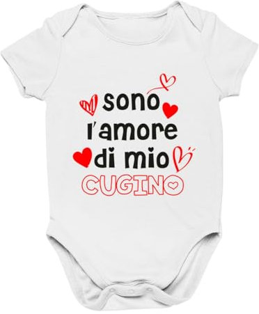 Body Bimbo Bimba Neonato Pigiama - Sono l’amore di mio cugino - Humor Divertenti Infanzia Nascita Neonato Made in Italy (Rosa, 12 mesi)