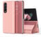 SIYOPINPFY Case for Samsung Galaxy Z Fold 4 5G Case, Deluxe Glitter Plating Mirror Makeup Clear View Shell Full Body Protective Flip Stand Shockproof Phone Case for Galaxy Z Fold 4, Mirror Rose Gold