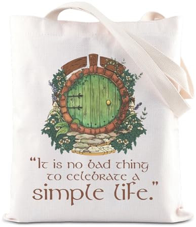 FOTAP Lord Ring Merch Ring Inspire Tote Bag Lord Ring Movie Handtasche Lord Ring Movie Fan Geschenk Hobbit Liebhaber Geschenk, Simple Life UK, 14.56INCHES