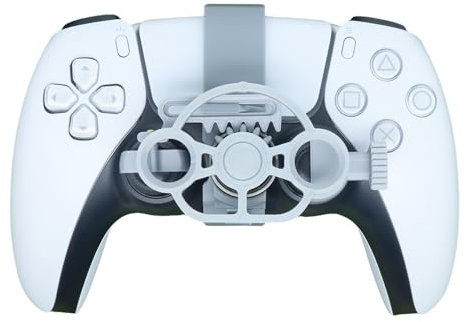 Mini-volant pour PS5 et pour PS5 slim Manette de jeu de course Volant imprimé en 3D Auxiliaire de remplacement Poids Léger Accessoires pour volant de course à poignée (Silver)