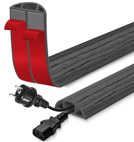 Floor Cable Cover Flexible Floor Cable Protector 3m Wire Covers for Cables Self Adhesive Cable Floor Cover Floor Cord Cover Cable Hider for Home Office Garage (Deep Gray Wood, 30mm×3m)