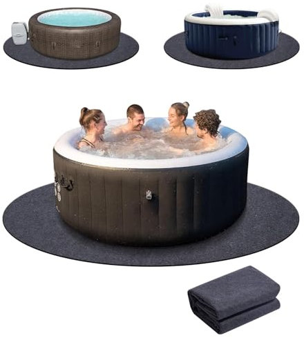 Novelfun Tapis rond de 228,6 cm pour jacuzzi gonflable extérieur imperméable pour spa et piscine avec envers antidérapant pour protéger le jacuzzi de l'usure