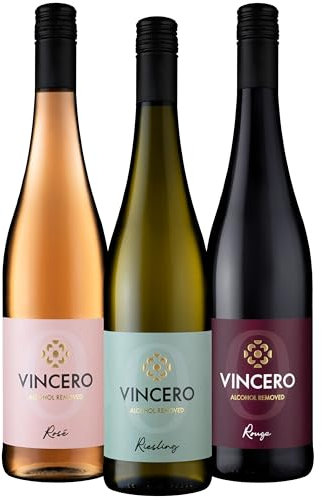VINCERO Trilogie│Premium alkoholfreier Rotwein Weißwein Rose (<0,5%)│Perfektes Probierpaket│3er Pack (3 x 0,75 l)