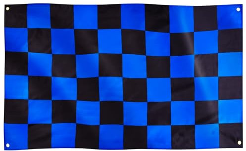 Bandiera a scacchi Runesol blu e nera, 91x152 cm, 3 piedi x 5 piedi, bandiera a scacchi, bandiere da corsa a scacchi, bandiera a scacchi, bandiera a scacchi F1, decorazioni per feste in auto