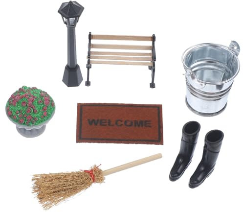 TOYANDONA 1satz Miniatur Gartenmöbel Für Puppenhaus Teiliges Park-szenen Modell Mit Gartenbänken Und Figuren Für Kreative Dekoration Im Mini-Garten Oder Dollhouse