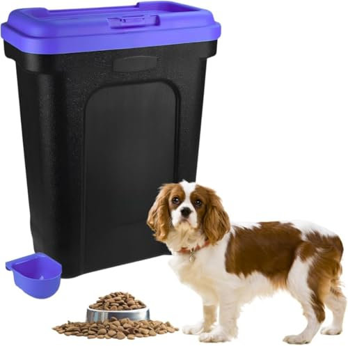 Abaseen Large 30L Pet Food Storage Container | 15.5kg Capacity Plastic Bin with Scoop & Secure Flip-Top Lid | Perfect for Storing Dog Food, Cat Food, Treats & Pet Supplies