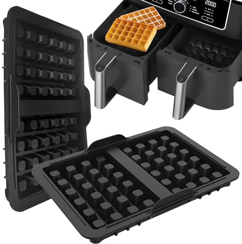 2 Stück Waffeleinsatz Heißluftfritteuse Zubehör,Silikon Waffelform Airfryer,Waffeleinsatz kompatibel mit Backzubehör,Ninja Waffle Maker für Ninja AF300EU, AF400EU, AF451EU, SL400EU und AF500DE