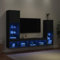Juroupi 4-TLG. Wohnwand mit LED-Beleuchtung Wohnwand Wohnzimmer MöBel Wohnzimmer Fernsehwand Wohnzimmerschrank Schwarz Holzwerkstoff - 3216655