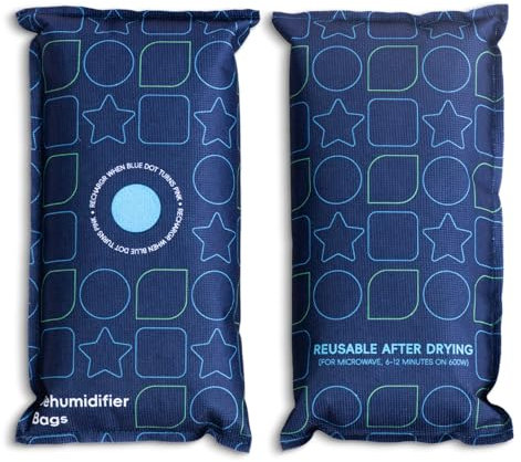 Neviland Bolsa deshumidificadora reutilizable para coche, portátil, absorbe la humedad y la condensación, para coche, armario, caravana y espacios pequeños (2 x 1 kg)
