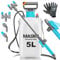MASKO® Pulverizador a presión resistente a los ácidos, capacidad de llenado de 5 l con boquillas ajustables y manguera de 1,3 m, pulverizador para protección de plantas, jardín y coche, incluye correa