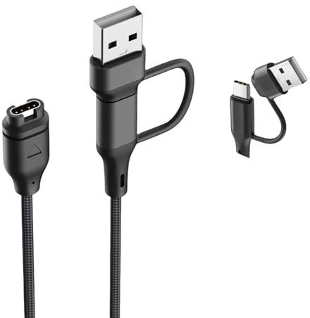 XIMAND Cavo di ricarica 2 in 1 compatibile con Garmin Watch Fenix 8 7 7S 7X 6 6S 6X 5 5S Plus, Forerunner 245 945, Instinct, Vivoactive 6 5 4 4S 3, Venu, Approach, Tactix, 1 m