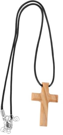 DEARMAMY Holzkreuz Halskette Olivenholz Handgefertigter Religiöser Anhänger Unisex Schmuck für Spirituelle Anlässe Inspirierendes mit Einzigartiger Maserung für Männer