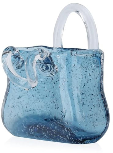 Vase Glas Handtasche, Multifunktionale Klarglasvase Tasche Glasvasen Glass Bag, FüR Tafelaufsatz, Dekoration,Style2-Blue