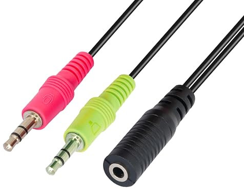 BIGtec Adaptateur audio AUX jack Y - Câble répartiteur stéréo 3,5 mm - 23 cm - CTIA 4 broches TRRS - Pour ordinateur, ordinateur portable, ordinateur portable - 2 x 3,5 mm mâle vers 1 x prise jack