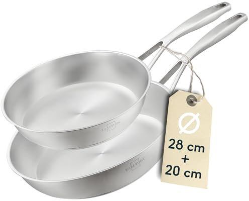 SILBERTHAL Padelle acciaio inox 20 e 28 cm - Per induzione e tutti i tipi di cucine - Set padelle acciaio inox induzione
