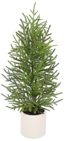 Nature Crafted 2.6FT Artificial Small Mini Pine Tree for Tabletop, Real Touch 31 inch Premium Artificial Topiary Tree Potted Plants for Home Tabletop Entryway Living Room Indoor Outdoor Decor