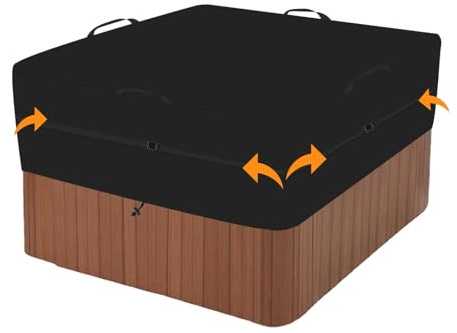 Whirlpool Abdeckung, 600D Oxford wasserdicht, 220 * 220 * 25cm, Schwarz | Schutzhülle für eckigen Whirlpool, wasserdicht, winddicht, UV-Schutz, wetterfest, für Outdoor, Größe 220 * 220 * 25cm.