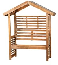 Werth-Holz Aston Pergola mit Bank Sitzbank Holz Torbogen Braun 128x66x190 cm