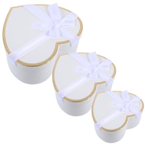 Amosfun Herzförmige Geschenkbox Papier Karton Verpackungset Tragbar Hochzeitsgeschenk Aufbewahrungsbox Stabil für Party und Geburtstag