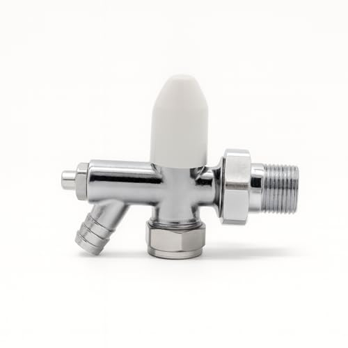 8mm Cosmos Chrome-Plated Lockshield Radiator Valve with Drain Off | Durable Compression Fitting for Heating Systems