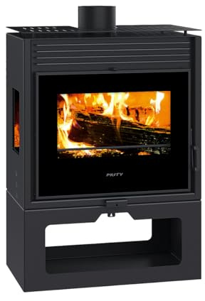 Prity PM3 E Poêle à bois panoramique en verre 3 côtés 10 kW Certifié CE