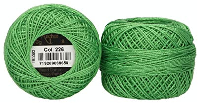 Anchor 4591008-00226 Stickgarne, 100% Baumwolle, blattgrün, Stärke 8, 82m, 16 Gramm